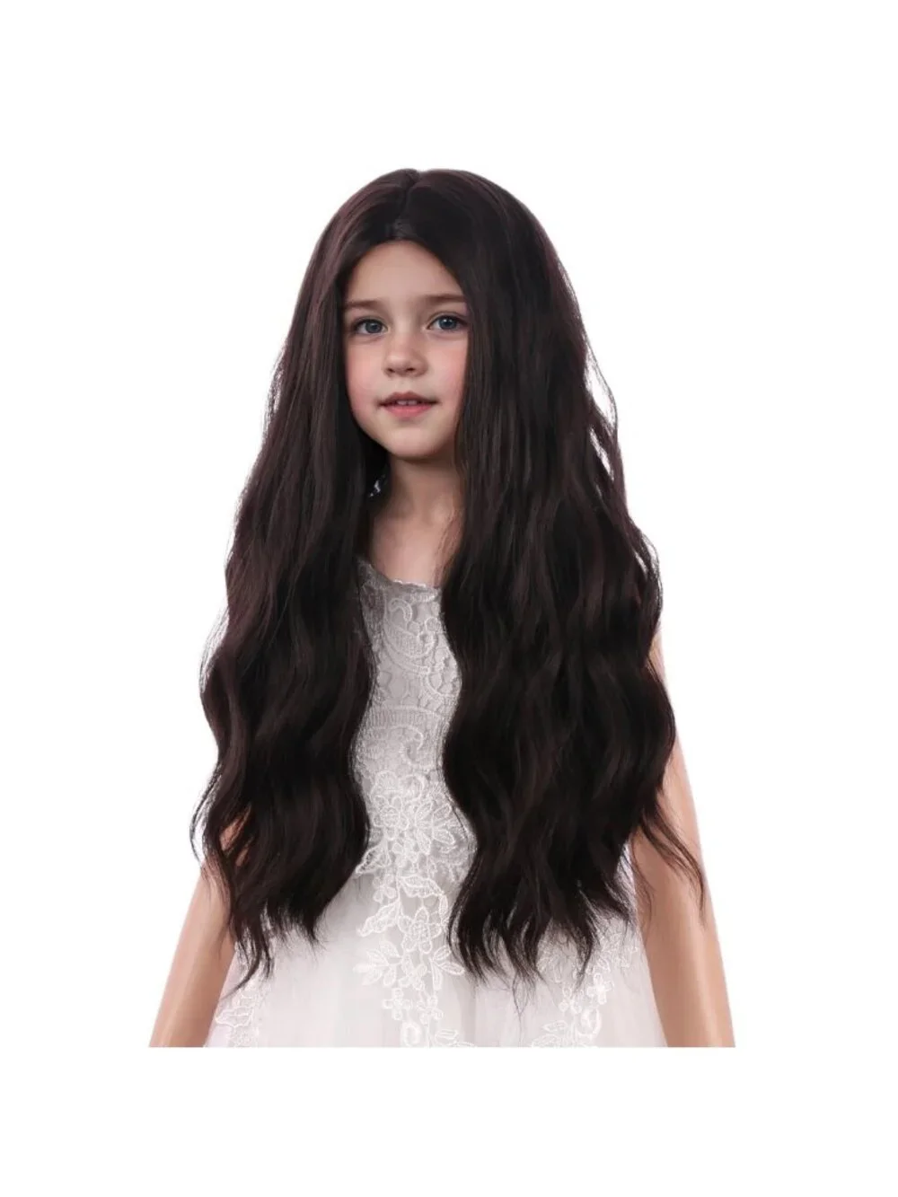 Women's Black Long Wavy Wig For Girls Wavy Curly Synthetic Halloween Hair
